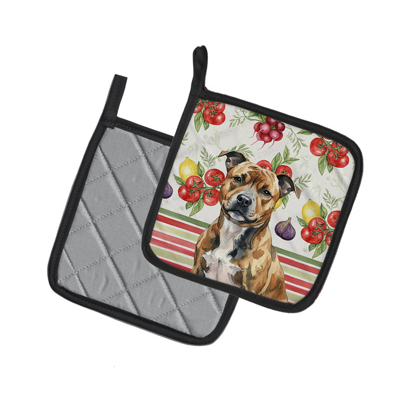 Paire de supports à casseroles Brindle Staffordshire Bull Terrier, Brun