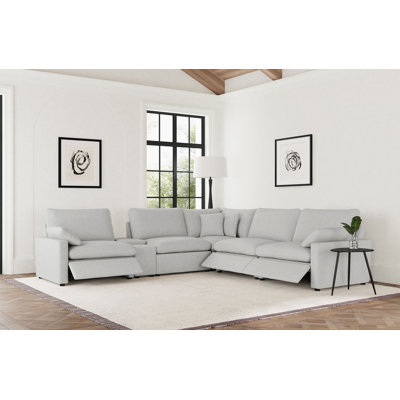 Canapé modulaire inclinable électrique gris 6 pièces Collins
