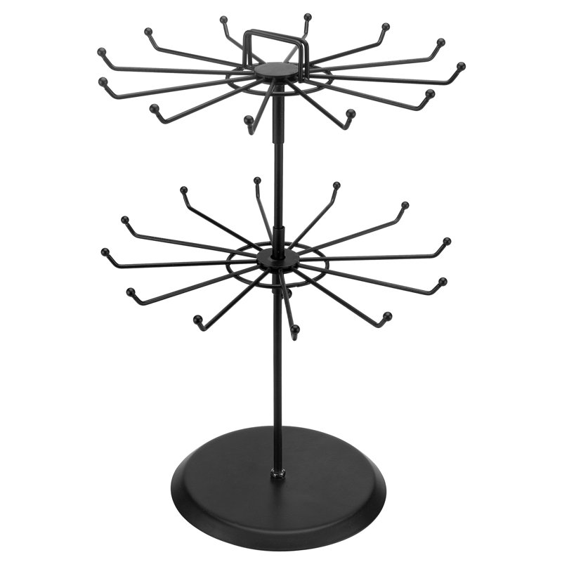 MyGift Rotating Jewellery Display Stand 24 Hooks, Black