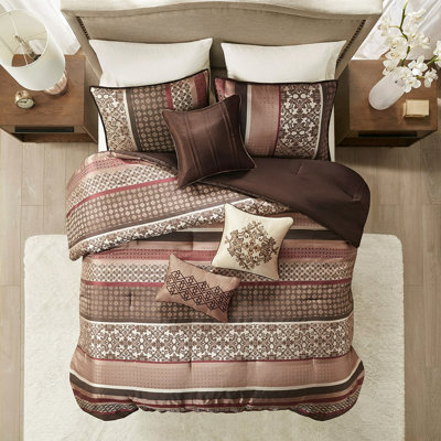Édredon 7 pièces très grand rouge, magnifique avec géométrique et facile à nettoyer, édredon, taies décoratives, coussins, jupe de lit très grand, détails fascinants, literie, lavable à la machine