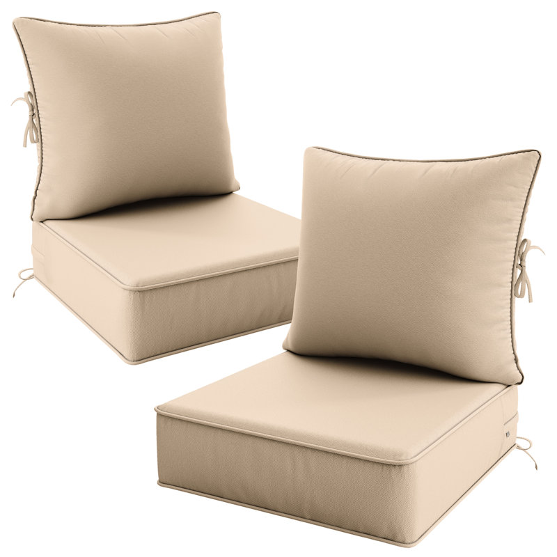 24" X 24" X 6.5" Outdoor Cushion Set Patio Chair Cushions, Beige
