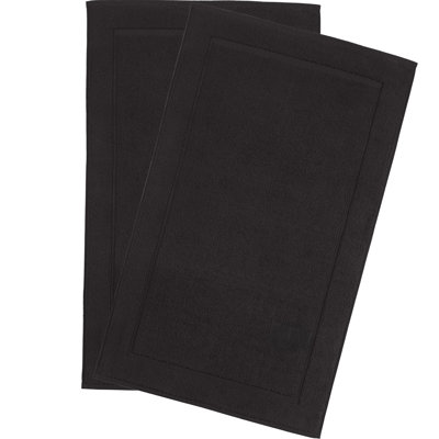 Hawmam Linen Bath Mats, 21 x 34 inches, Pack of 2 - 100% Ring Spun Cotton,[Not a Bathroom Rug] Banded Design, Highly Absorbent, Machine Washable for Bathroom Floor Towel