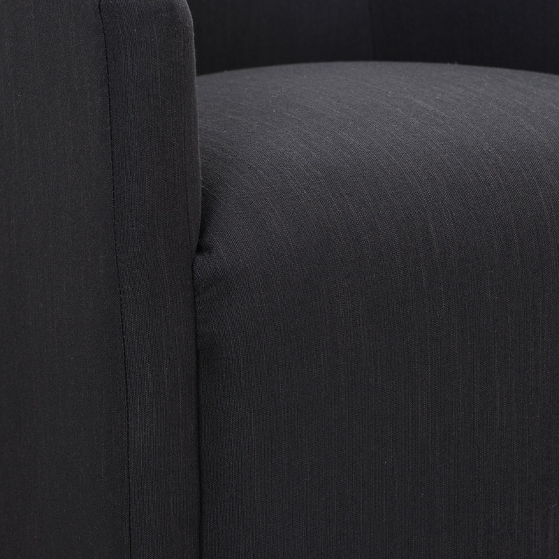  Fauteuil de salle à manger rembourré de 25 po de large avec roulettes interchangeables et pieds fixes (ensemble de 2), Noir