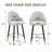 Light Gray PU Leather Bar Stools with Gold Accent Footrest, Set of 2