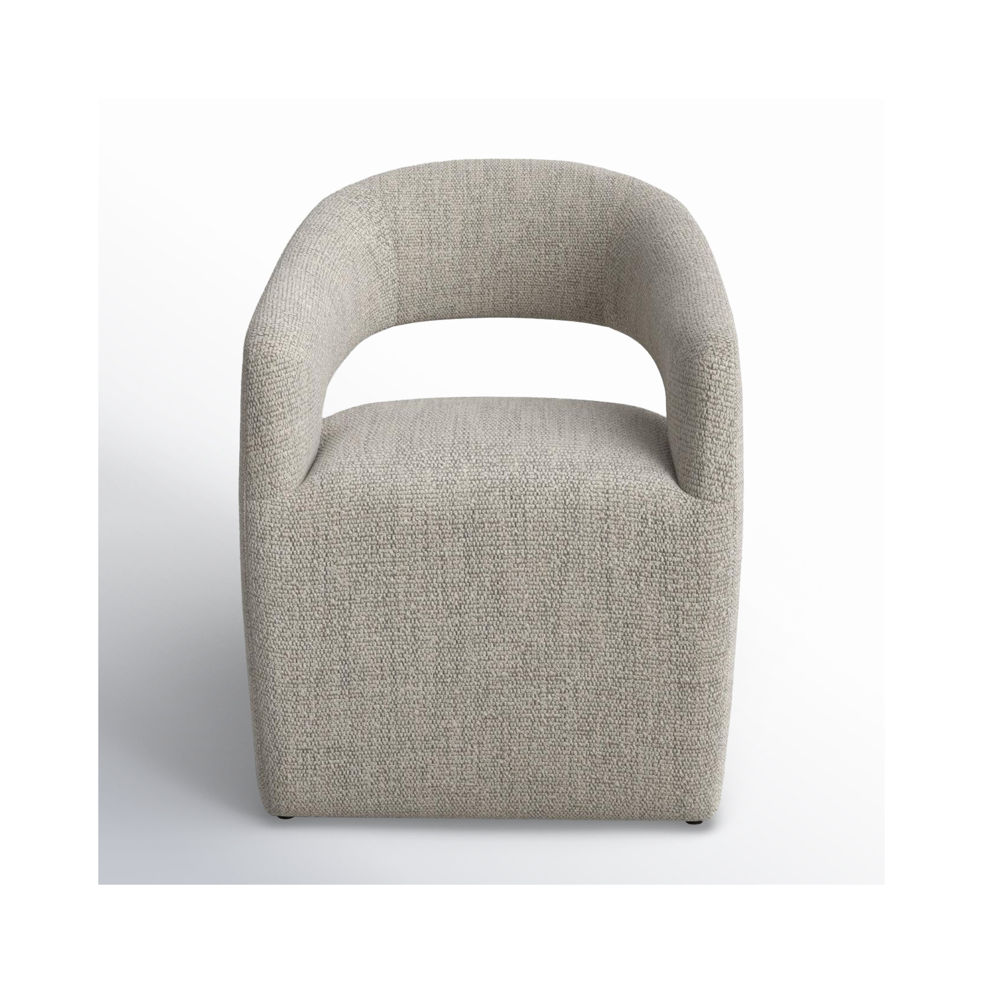 Camino Performance Fabric Rolling Arm Chair, Gray Performance Boucle