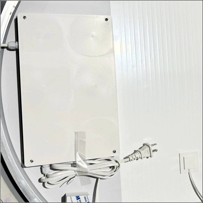 Miroir de salle de bain avec lumières à DEL, antibuée, à intensité variable, fixation murale, horizontal / vertical
