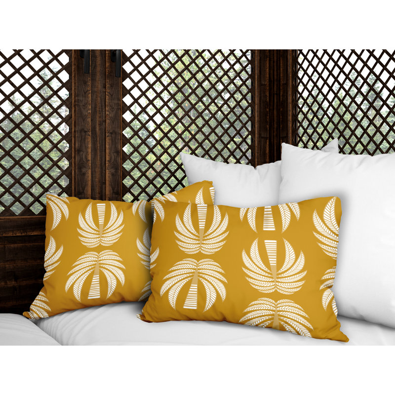 Geometric Outdoor Reversible Throw Pillow, Yellow