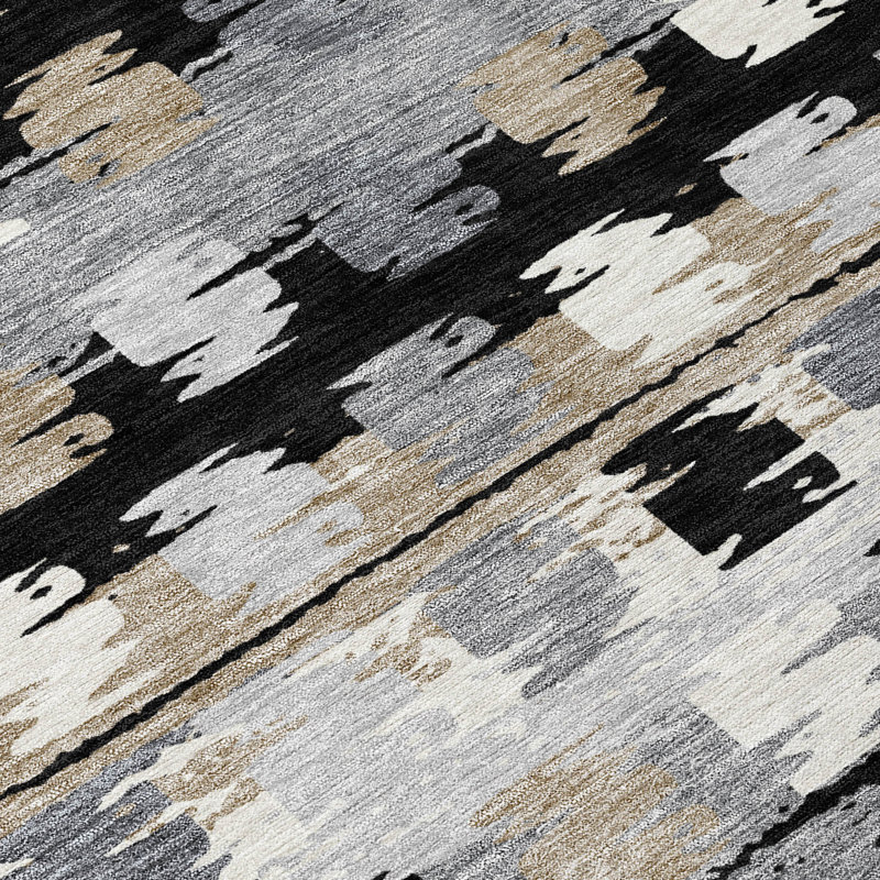 Machine Washable Indoor/Outdoor Chantille ACN2673 Casual Rug, 3' x 5', Black