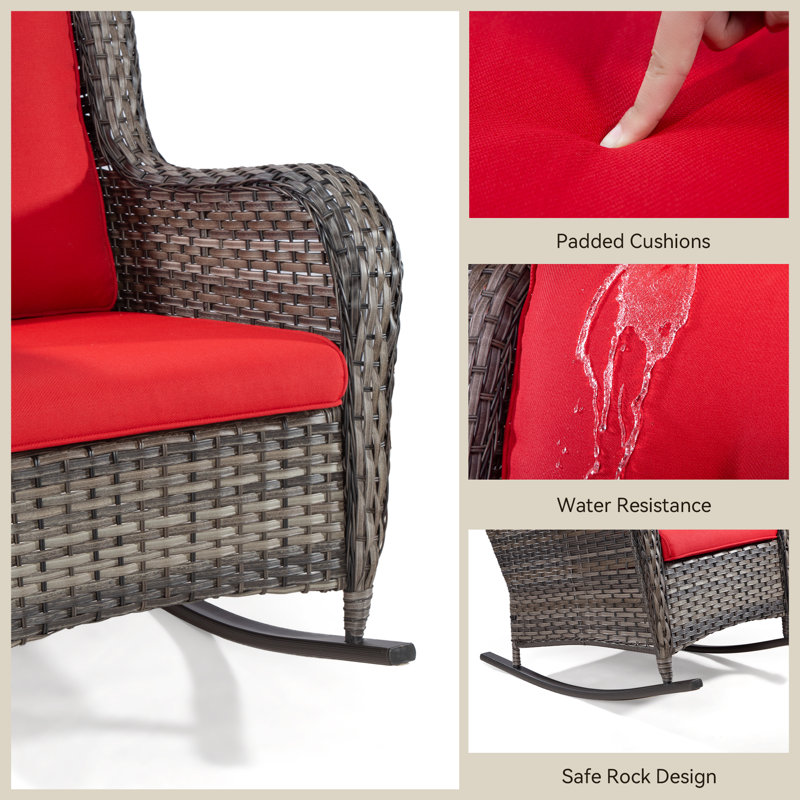 Chaise berçante d'extérieur en osier Whitakers, Rouge
