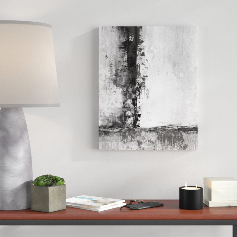 'Black and White Textured' Print on Canvas