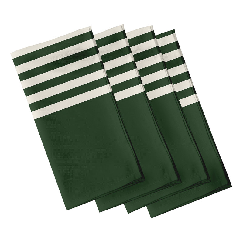 Krystl Polyester Striped Square Napkin, Green