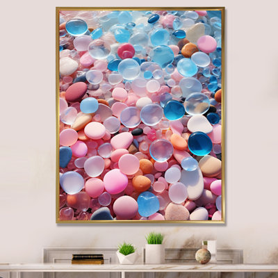 «Pink and Turquoise Pebble Tropical Beach», reproduction sur toile