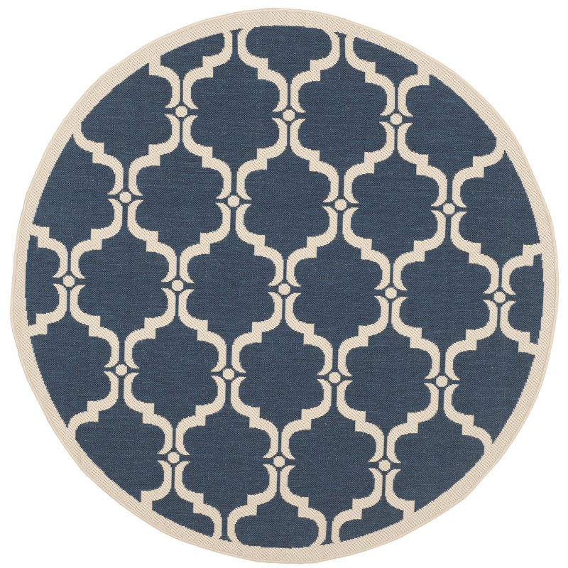 Tapis d'intérieur / extérieur à motif géométrique Herefordshire Performance, Rond 5 pi