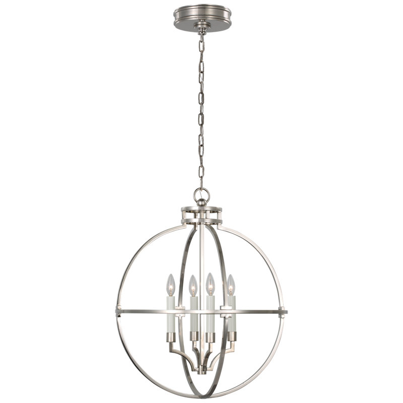Chapman & Myers Lexie Globe Lantern, Polished Nickel, 22.25" H x 18" W x 18" D