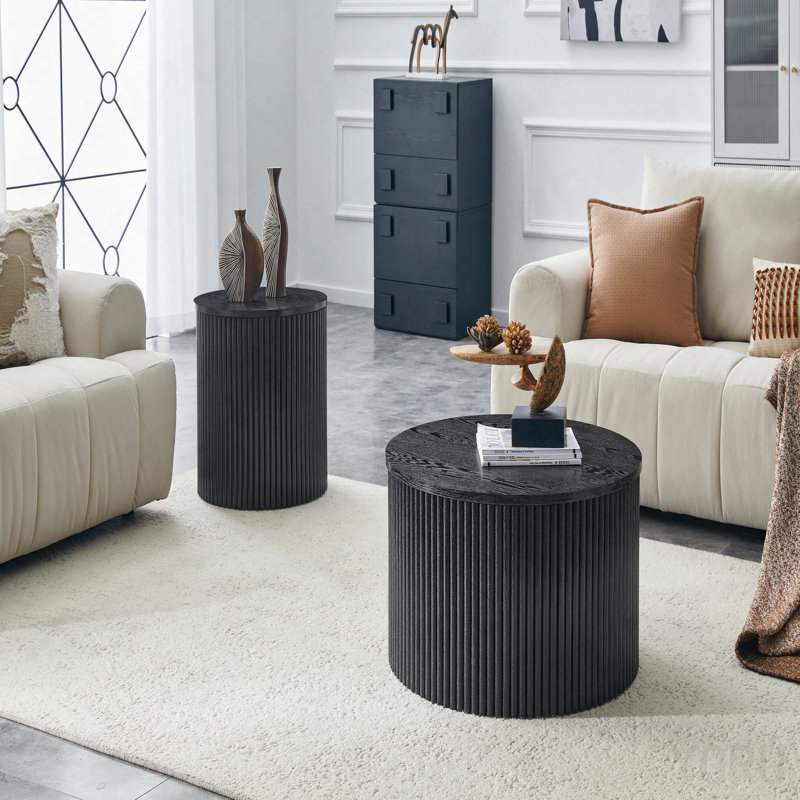 Ensemble de tables basses gigognes 2P - Colonne romaine - Noir