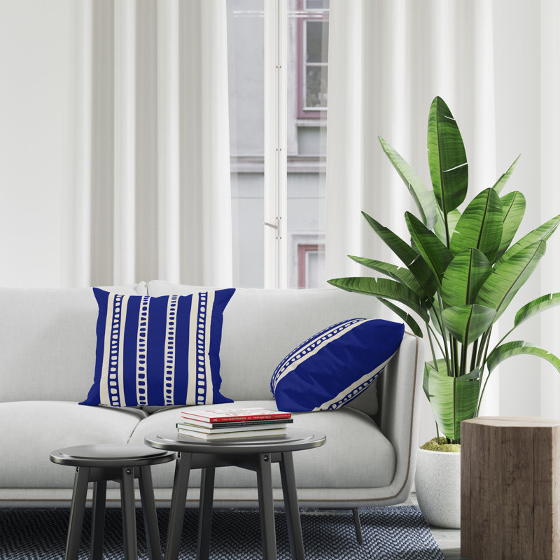 Jeté carré intérieur / extérieur en polyester Ikom, L 19 po x H 19 po, Bleu marine