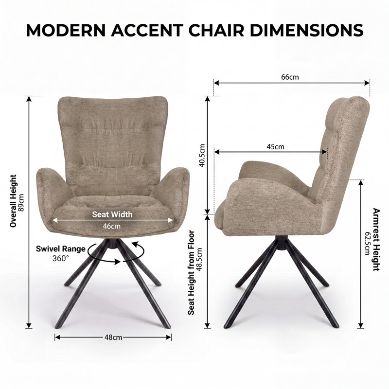 Upholstered Swivel Accent Chair with Tufted Seat, Set of 2, Brown