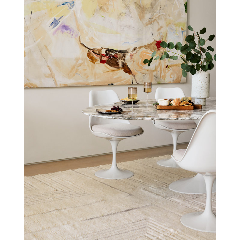 Ivory Geometric Hand Tufted Wool Runner Rug