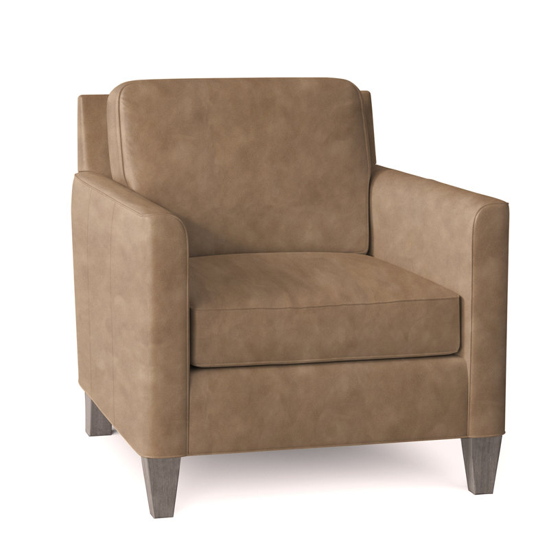 Yorba Leather Armchair, Aspen Lenado Brown Genuine Leather, Stone