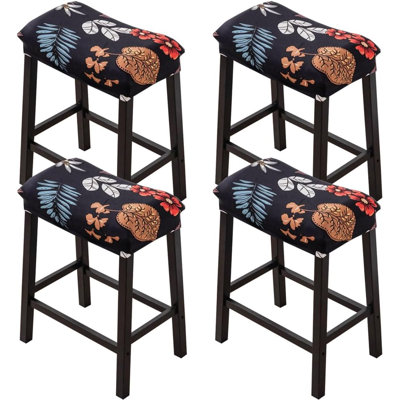 Bar Stool Cover Rectangle Set Of 4 Printed Stretch Counter Height Bar Stools Slipcovers Saddle Stool Slipcover Bench Seat Protector Backless Bar Stools Covers For Kitchen Counter
