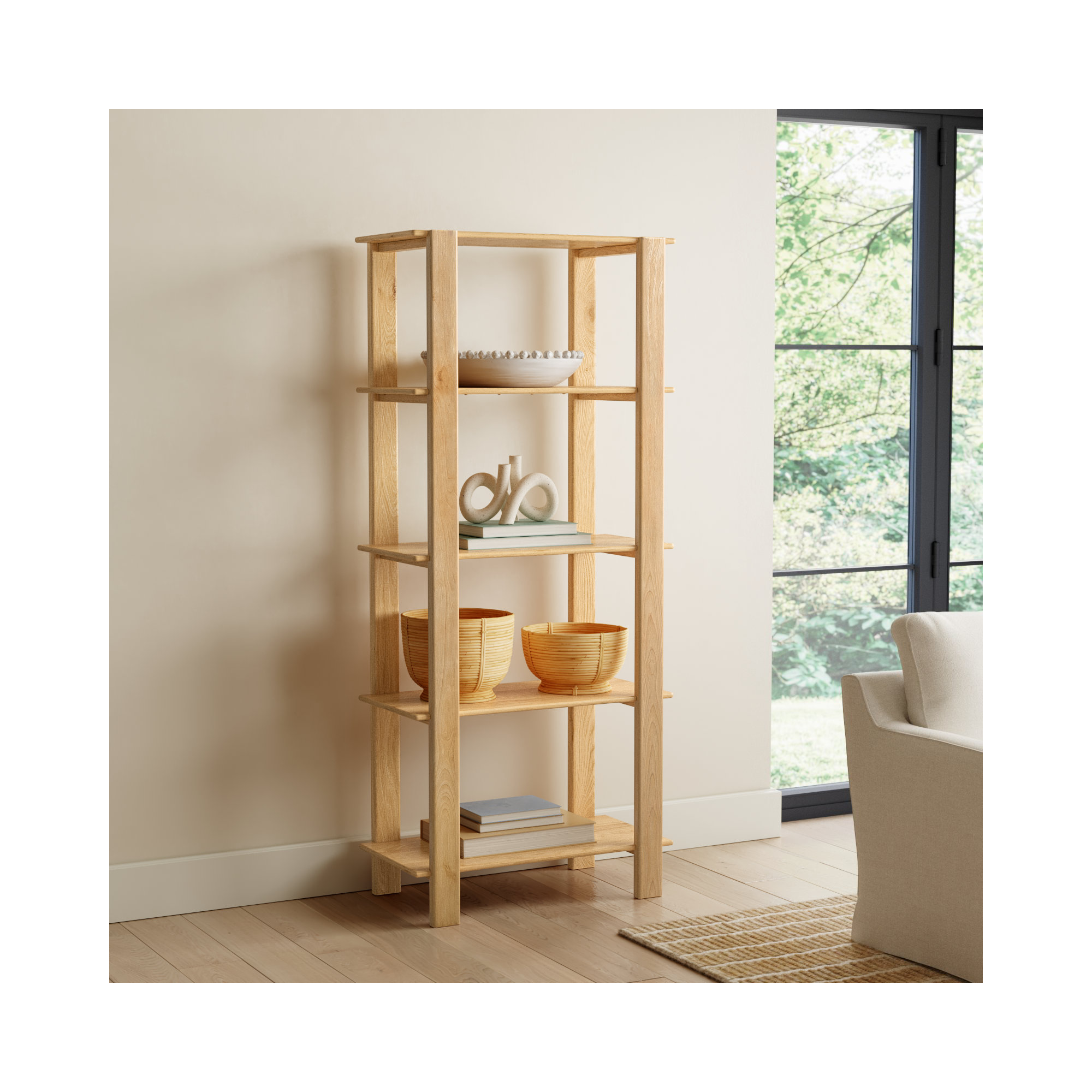Fontenot Solid Wood Bookcase, Light Blonde