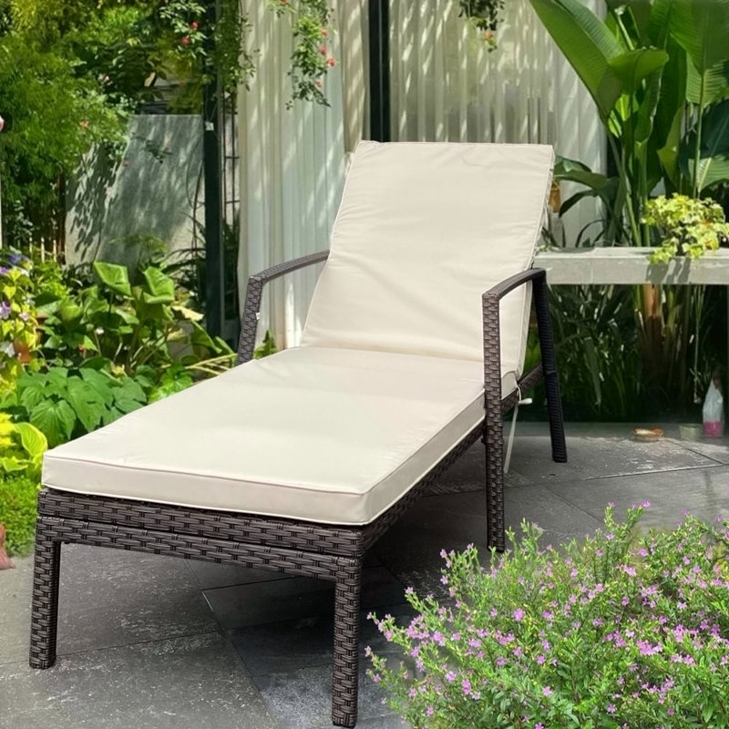 Chaise longue d'extérieur en rotin et osier, Beige/Brown
