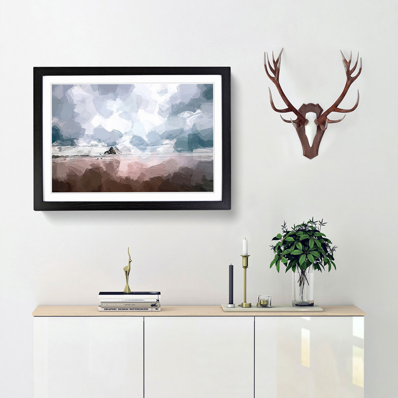 Beach in Sopelana Spain in Abstract - Picture Frame Photograph Print, 48cm H x 65cm W x 2cm D, Black Framed