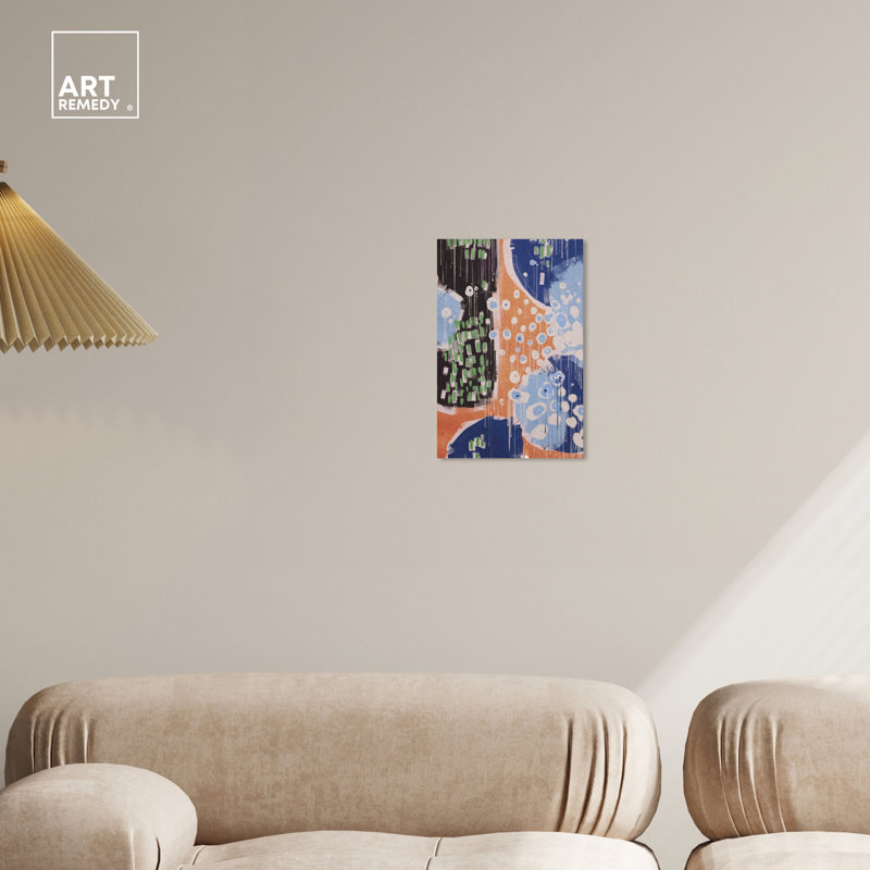«Rains Colors Retro Modern Abstract Wall Art» par Art Remedy, H 15 po x l 10 po, Toile tendue