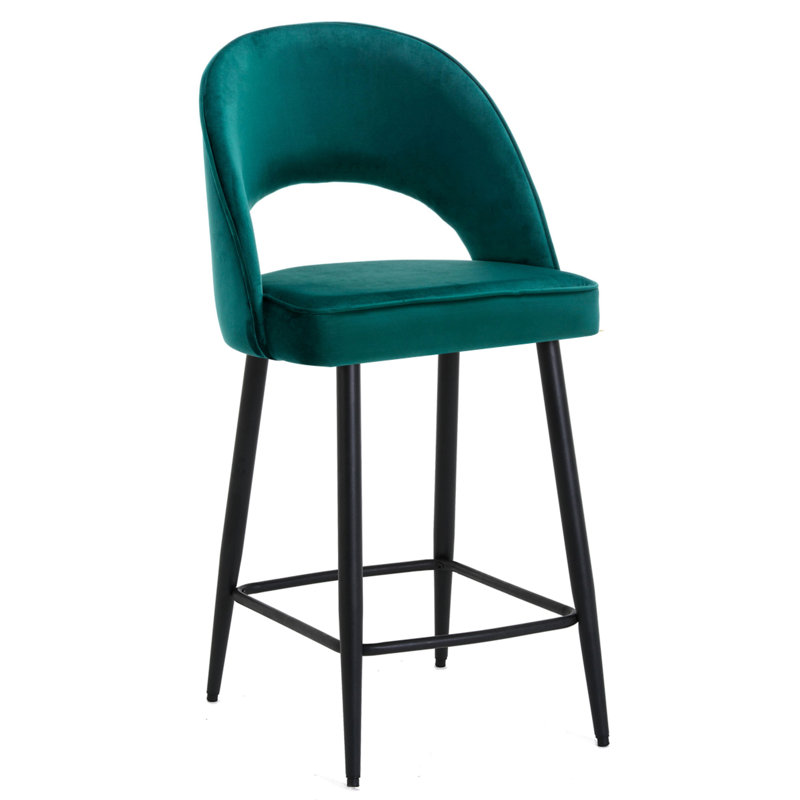 Atka Upholstered Counter Stool with Metal Frame, Sage Green