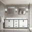 Meuble-lavabo double avec comptoir en quartz blanc