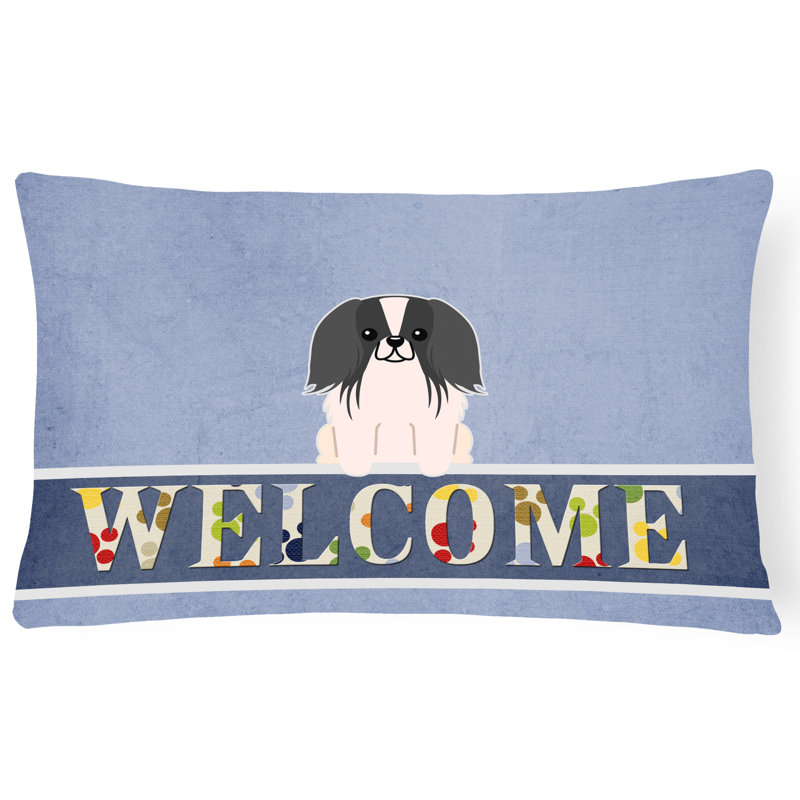 Coussin Pekingnese Welcome, Noir/blanc