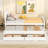 Twin Size Platform Bed With Trundle And Drawers, White