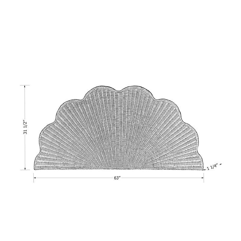 Natural Wicker Queen Wall-Mounted Seashell Headboard