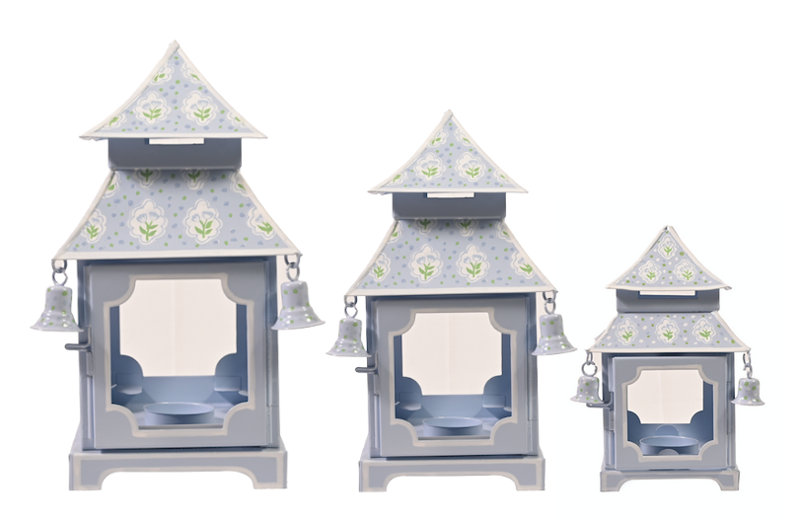 Lavender & Tulip Pagoda Lantern (3 Sizes), 5.5" H x 4" W x 4" D