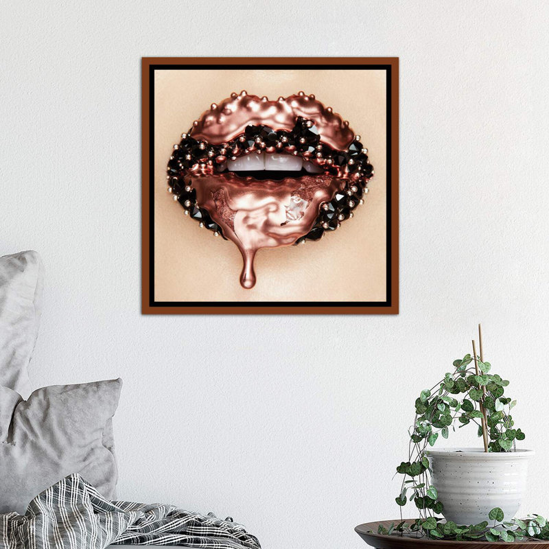«Rose Gold Melting Carat» par Vlada Haggerty - impression d'art graphique, H 18 po x l 18 po x 1,5 po, Cadre flottant brun