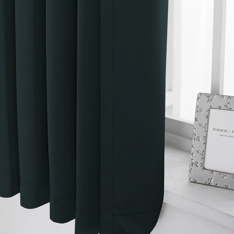 Aspire Homeware Hotel Style Polyester Room Darkening Pencil Pleat Curtain Pair for Luxury Bedroom Decor, Black