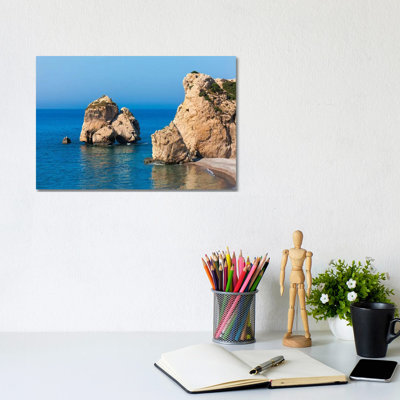 The Rock Of Aphrodite In The Mediterranean, Paphos (Pafos), Republic Of Cyprus by Keren Su - Wrapped Canvas Print