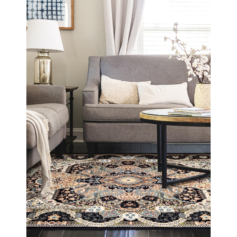 Eleanor Oriental Indoor Rug, Rectangle 4'1" x 6'1", Black