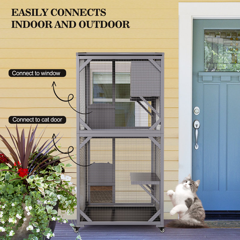 Cat Cage Catio Large Wooden Cat House Outdoor Indoor Cat