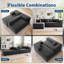 Canapé modulaire en L modulaire, canapé en chenille à assise profonde, gris foncé-1177487313