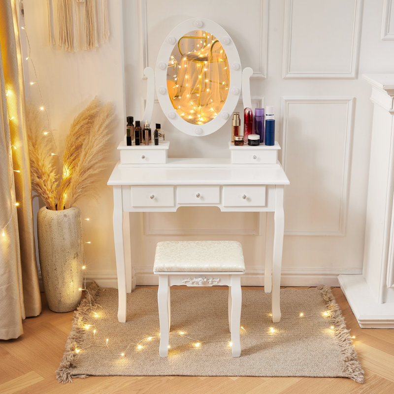 Ensemble de coiffeuse avec miroir, coiffeuse et miroir Jaicion