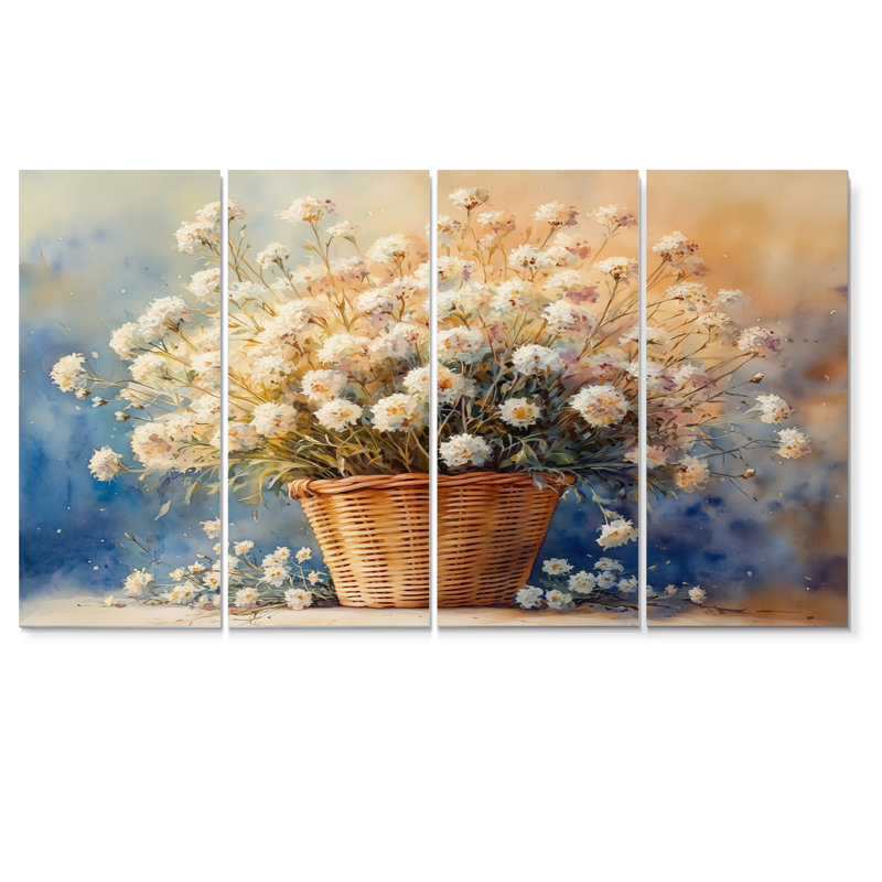 Ensemble de salon art floral blanc, H 28 po x l 48 po