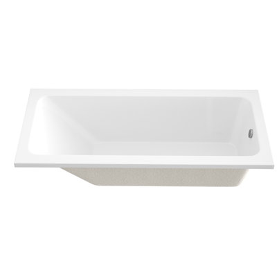 66-inch Acrylic Built-in Soaking Tub - Glossy White, Built-in Design, Chrome Hand-Twist Drain with Left/Right Installation Option