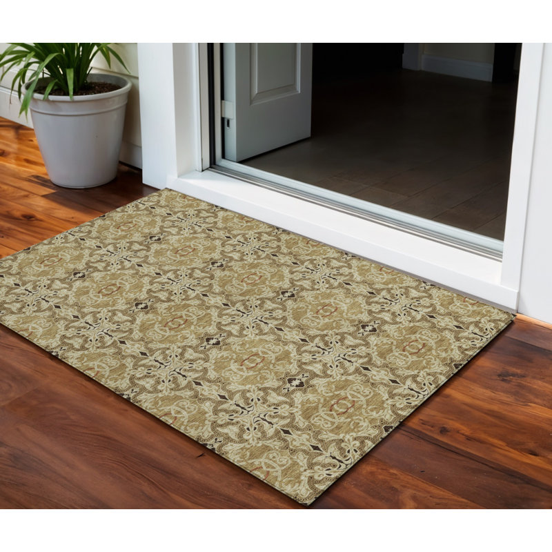 Tapis intérieur / extérieur 3 pi x 5 pi brun et beige