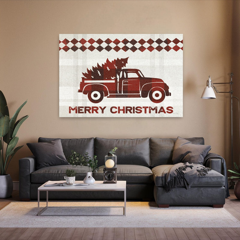 Merry Christmas Truck, arbre de Noël contemporain, art d'hiver, H 60 po x l 40 po