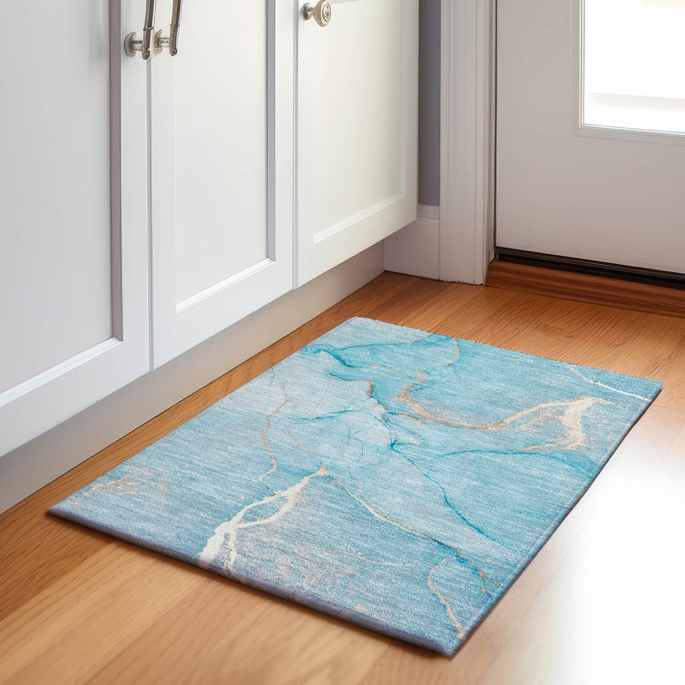 Premium Machine Washable Cerrito AMF510 Teal Rug