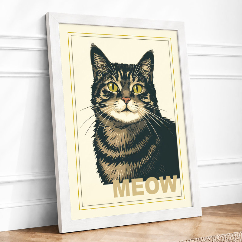 Tabby Portrait Modern - Framed Print, A2 - 59.4 x 42.0 cm, White