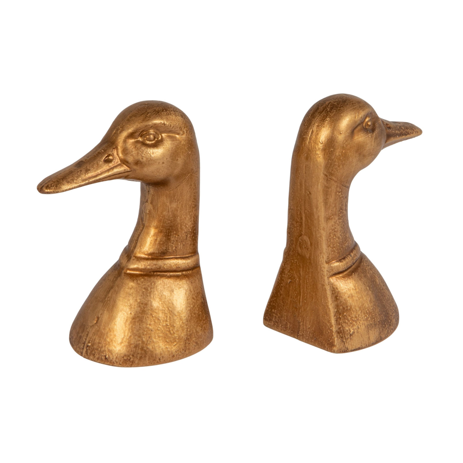 Cast Iron Duck Head Bookends, Gold