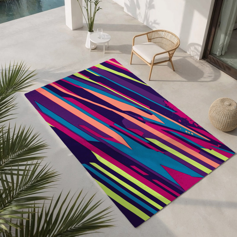 Tapis intérieur et extérieur Cyber Glow, Rectangle 1 pi 6 po x 2 pi 6 po