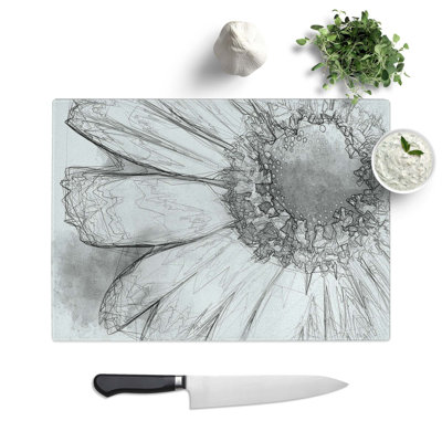 Tempered Glass Pretty Flower Chopping Board